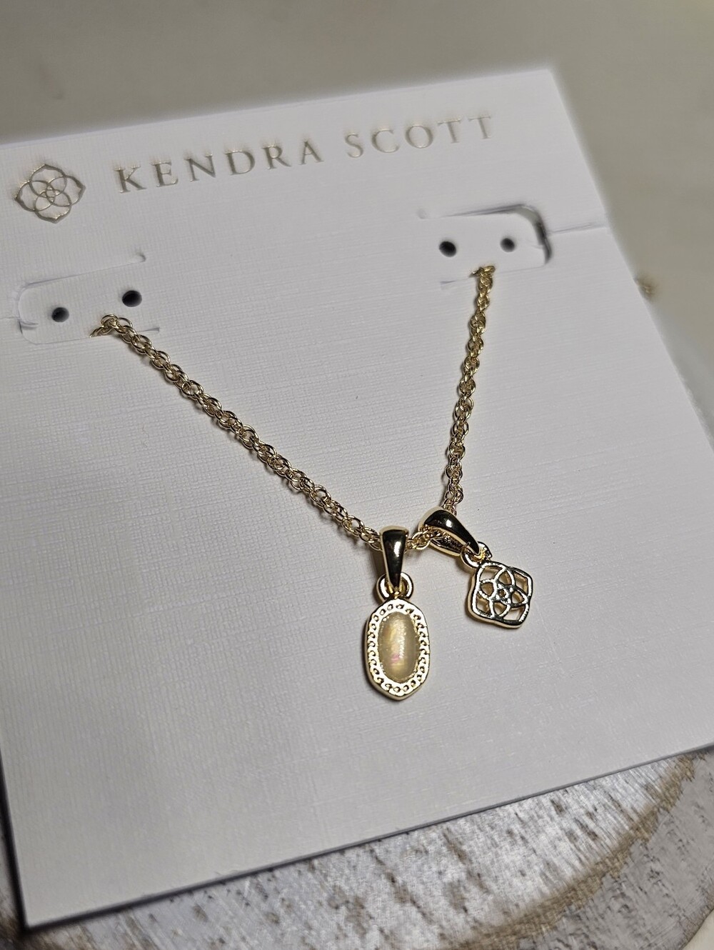 Kendra Scott Mini Elisa Dira Necklace with Opal Pendant